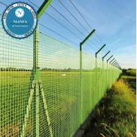 PVC coated grid fencing farm guard with barbed wire pvc security fence (Guangzhou Factory)